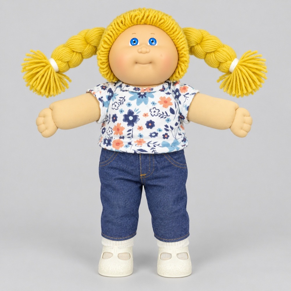 1985 Coleco Cabbage Patch Kids Girl Blonde Pigtails Blue Eyes HM3 Vintage 16in